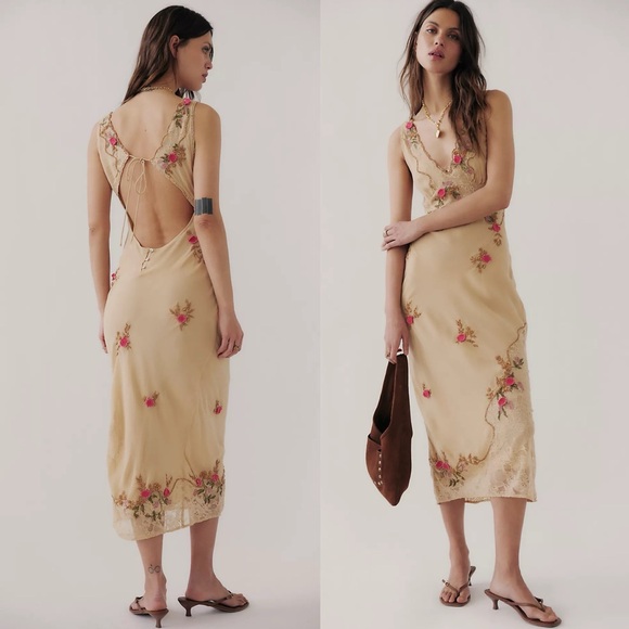 Free People Dresses & Skirts - Free People Meet Again Midi Dress in Beige L
